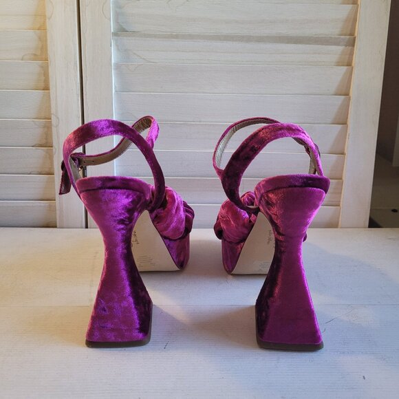 $59 NWT (7.5, 8 & 9.5) Sam Edelman Magenta Velvet Platform Sandal - Picture 6 of 7